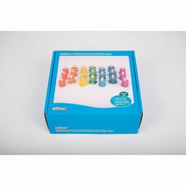 TickiT Rainbow Wooden Nuts & Bolts - Pk21 Little Artist Lab Safety