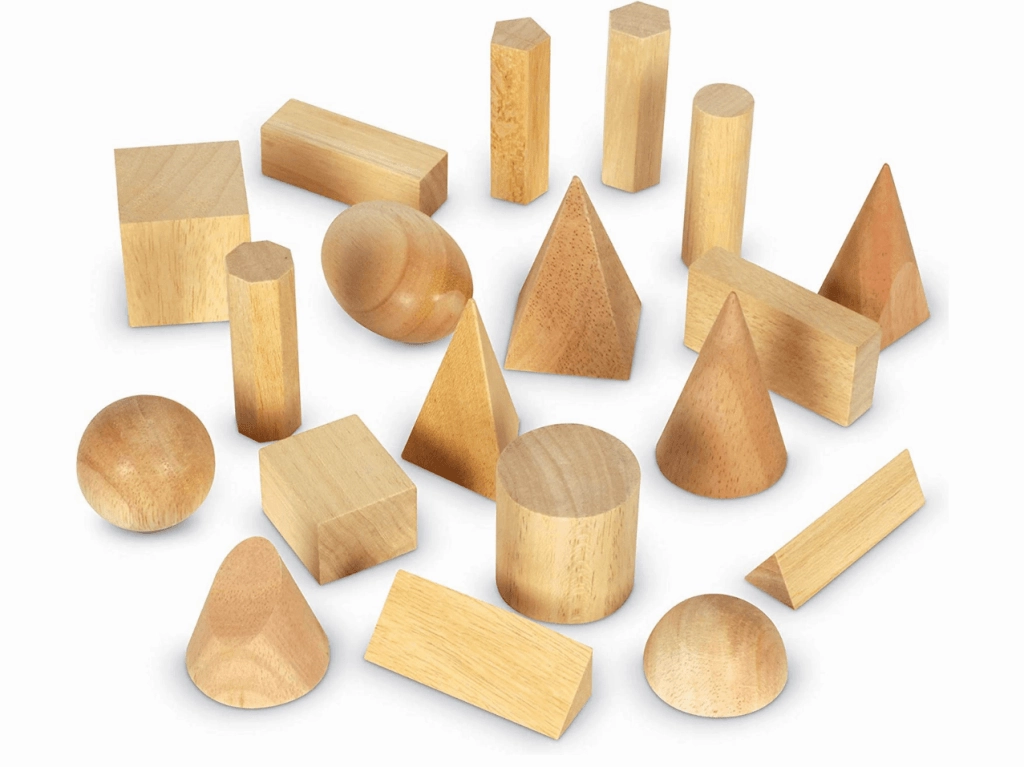 Learning Resources Wood Geometric Solids (Set Of 19) Reading Readiness Safari Set