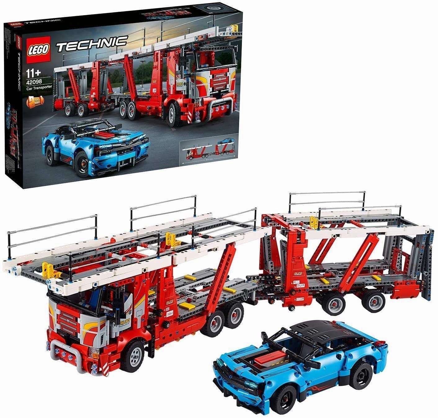 LEGO TECHNIC 42098 Car Transporter - to - Truck and Show Cars, 2 in 1 Model, Advanced Construction Set Knowledge Expansion