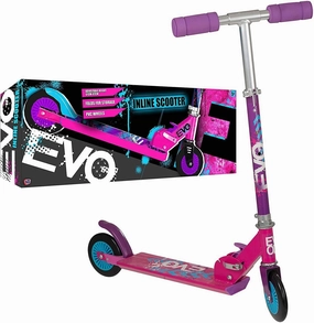 EVO Folding Inline Kids 2-Wheel Scooter - Pink Tennis Racket Fish Tank