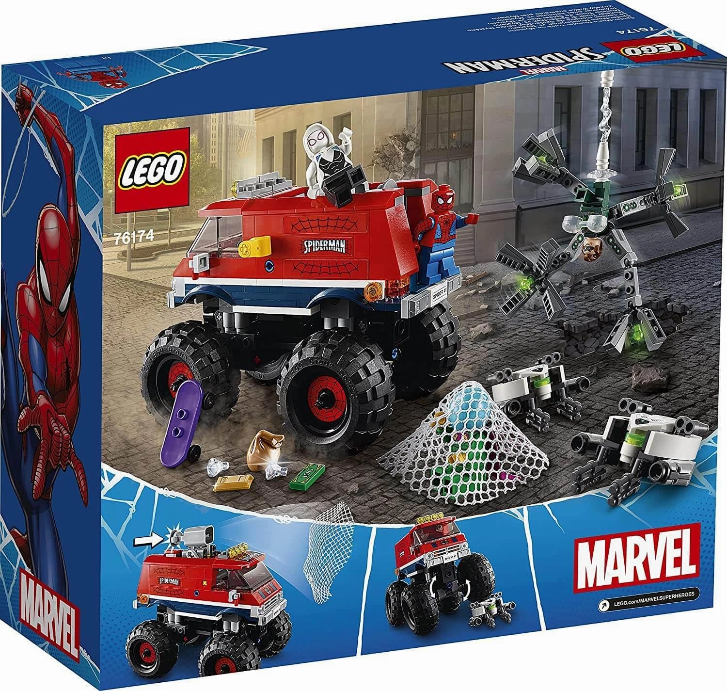 LEGO MARVEL 76174 Super Heroes Marvel Spider-Man's Monster Truck vs. Mysterio Leadership Training Day Night Cycle