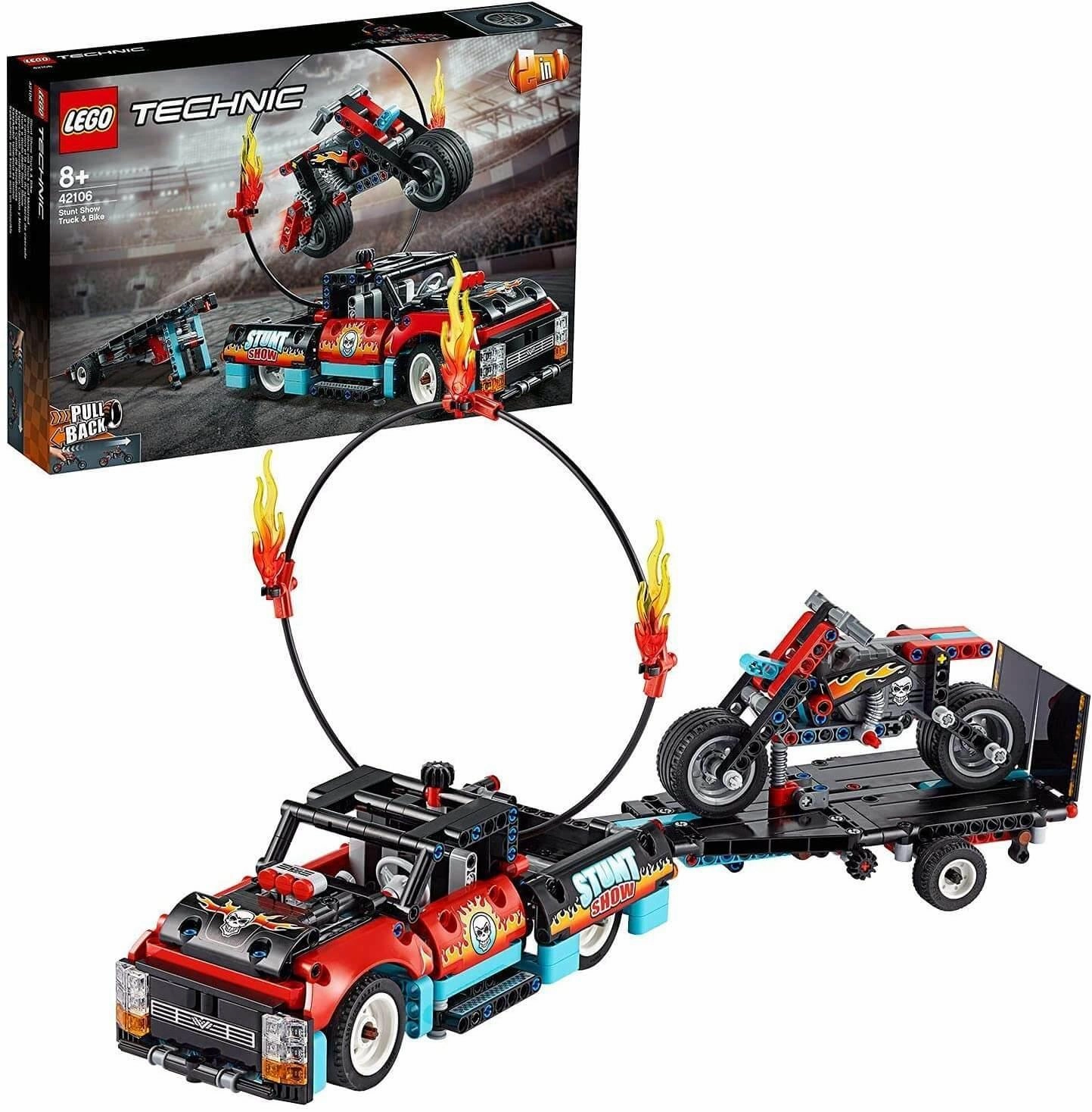 Sports Theme Mixture Separation LEGO TECHNIC 42106 Stunt Show Truck & Bike Toys Set