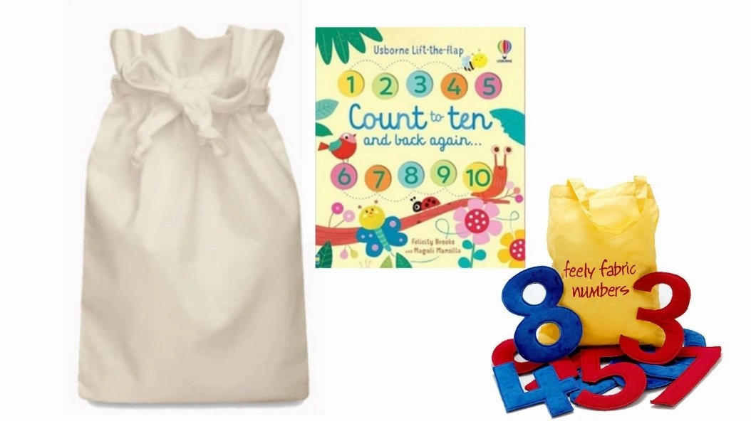 Making Numbers Fun Story Sack with Feely Fabric Bag of Numbers. Future Plan