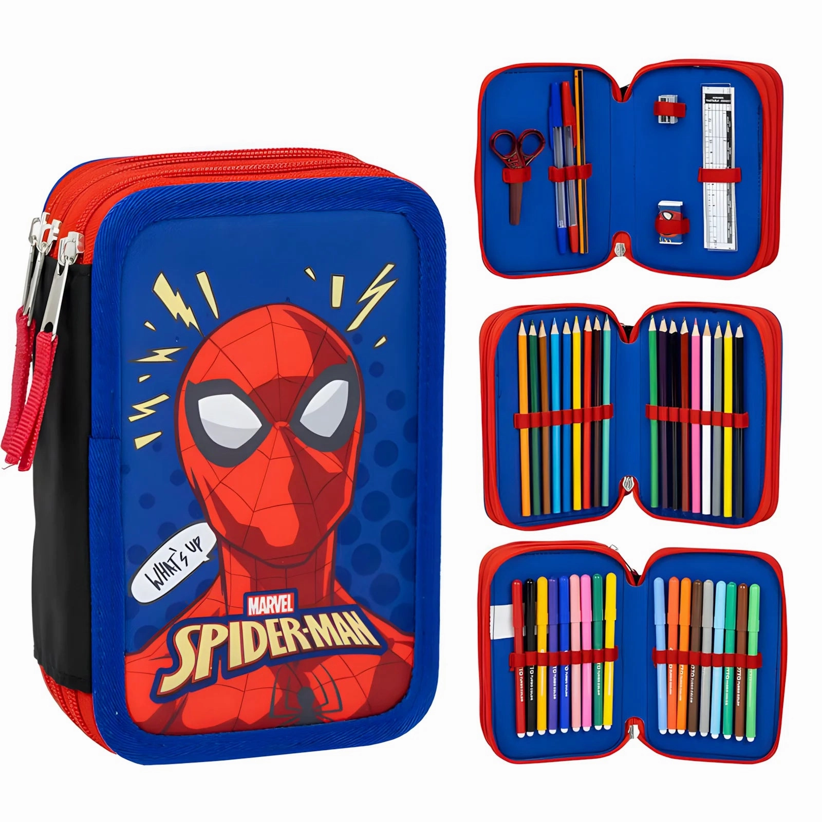 Marvel Spiderman Triple Pencil Case Color Therapy Snow Fun