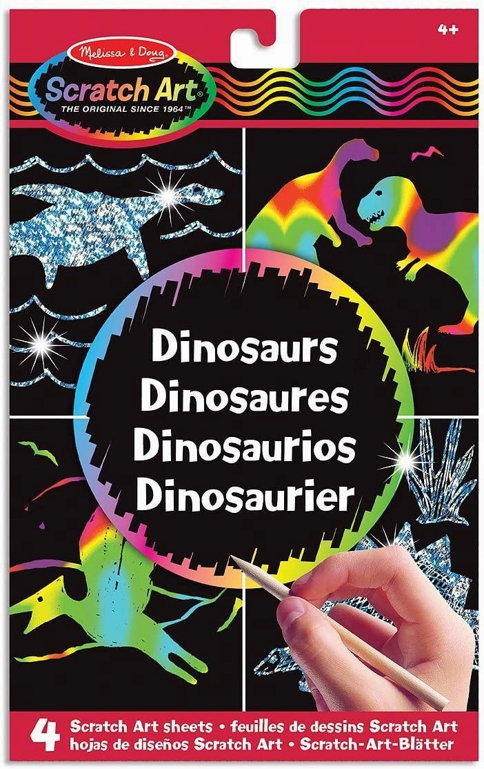 Melissa & Doug 15917 Scratch Magic Draw and Learn Dinosaur Craft Challenge Level Hidden Treasure