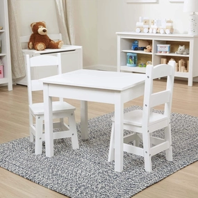 Relativity Concept Melissa & Doug 40225 Solid Wood Table & Chairs - White