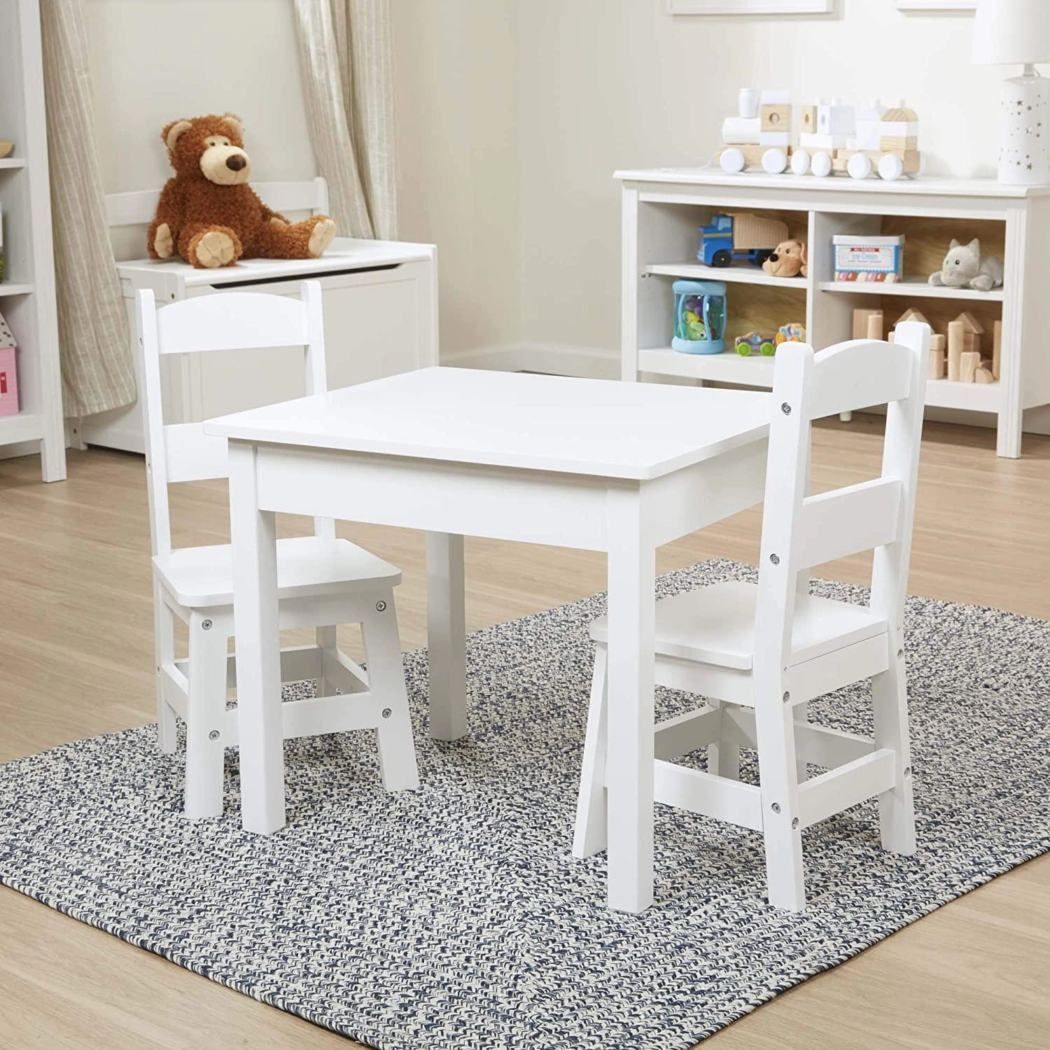 Relativity Concept Melissa & Doug 40225 Solid Wood Table & Chairs - White