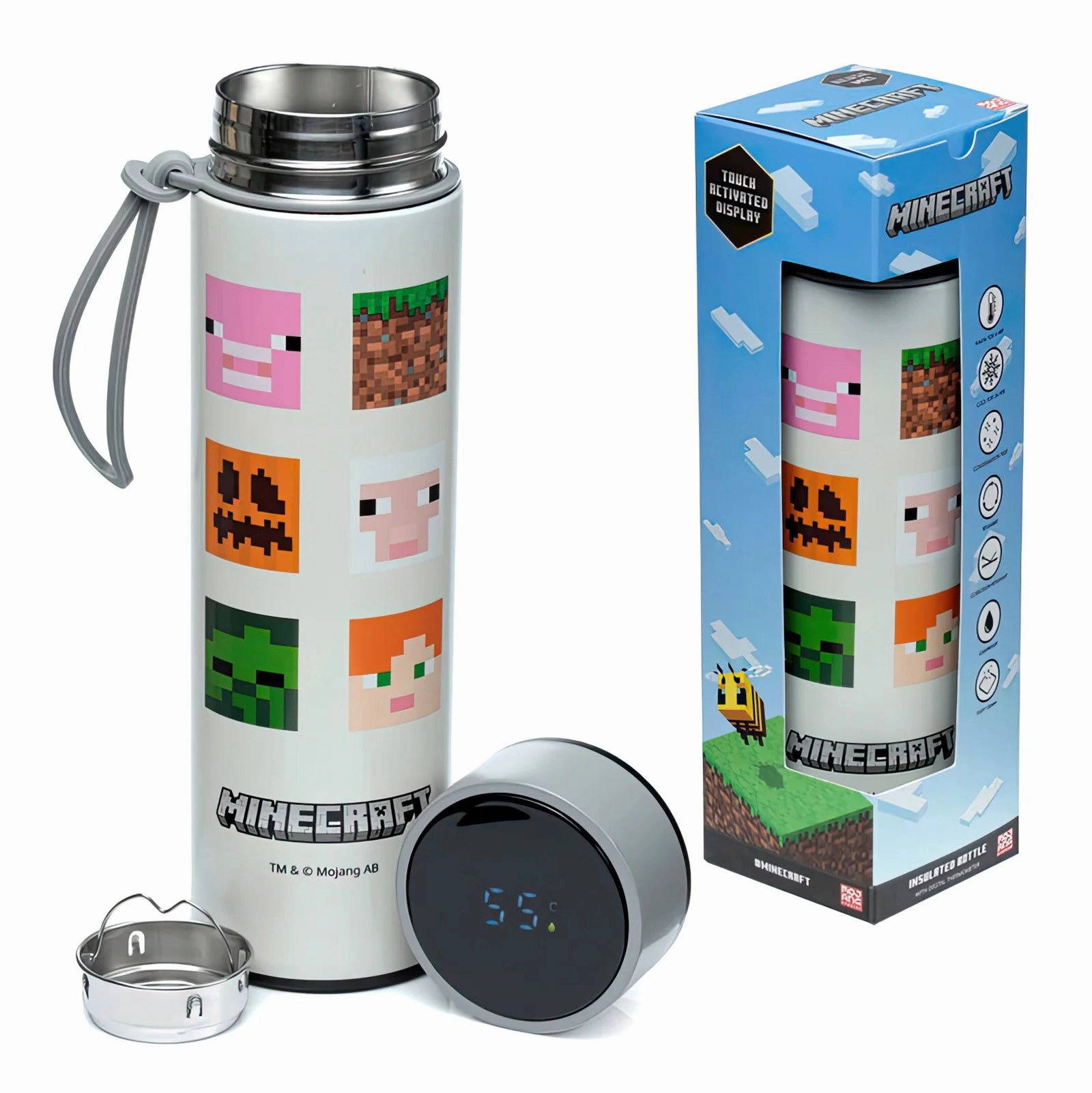 MINECRAFT Thermos Stainless Steel Bottle with Thermometer 450ml Snowboard Toy
