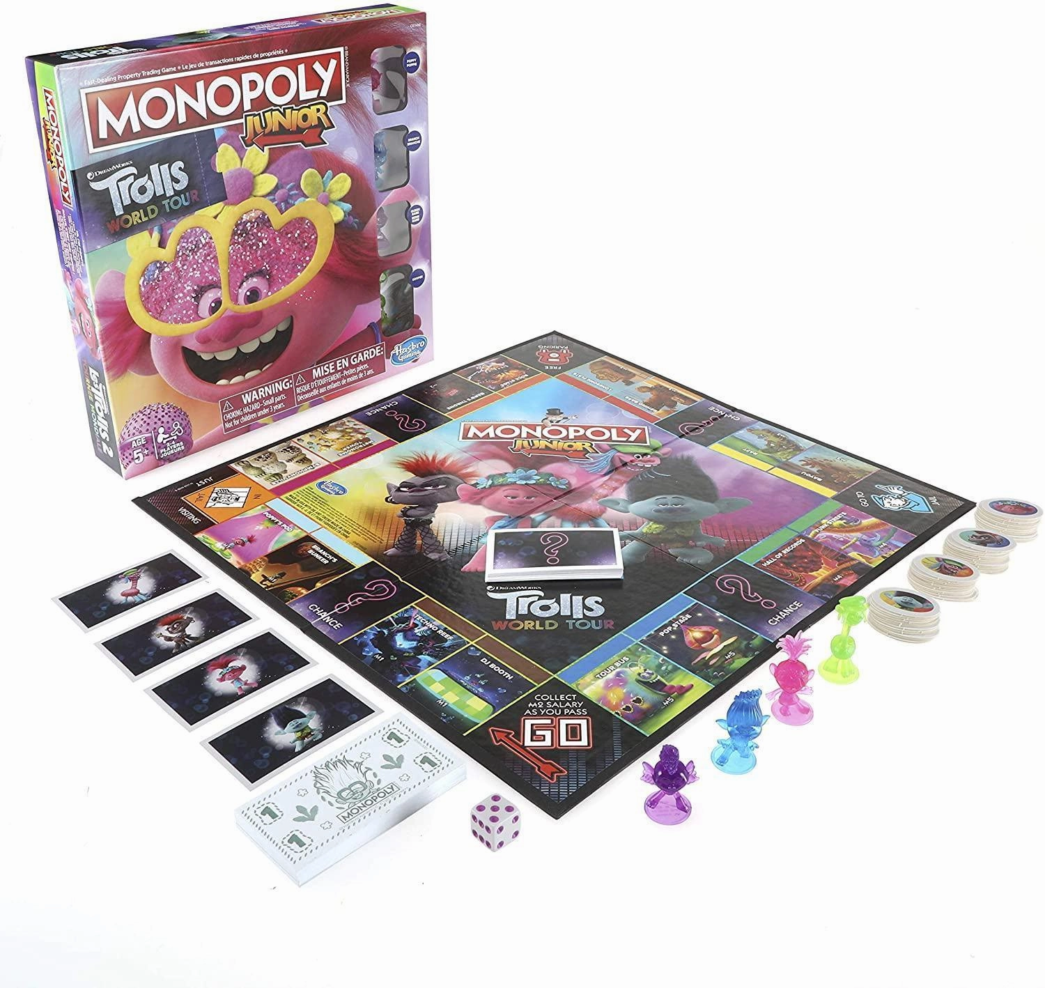 Monopoly Junior DreamWorks Trolls World Tour Edition Board Game Audio Engine