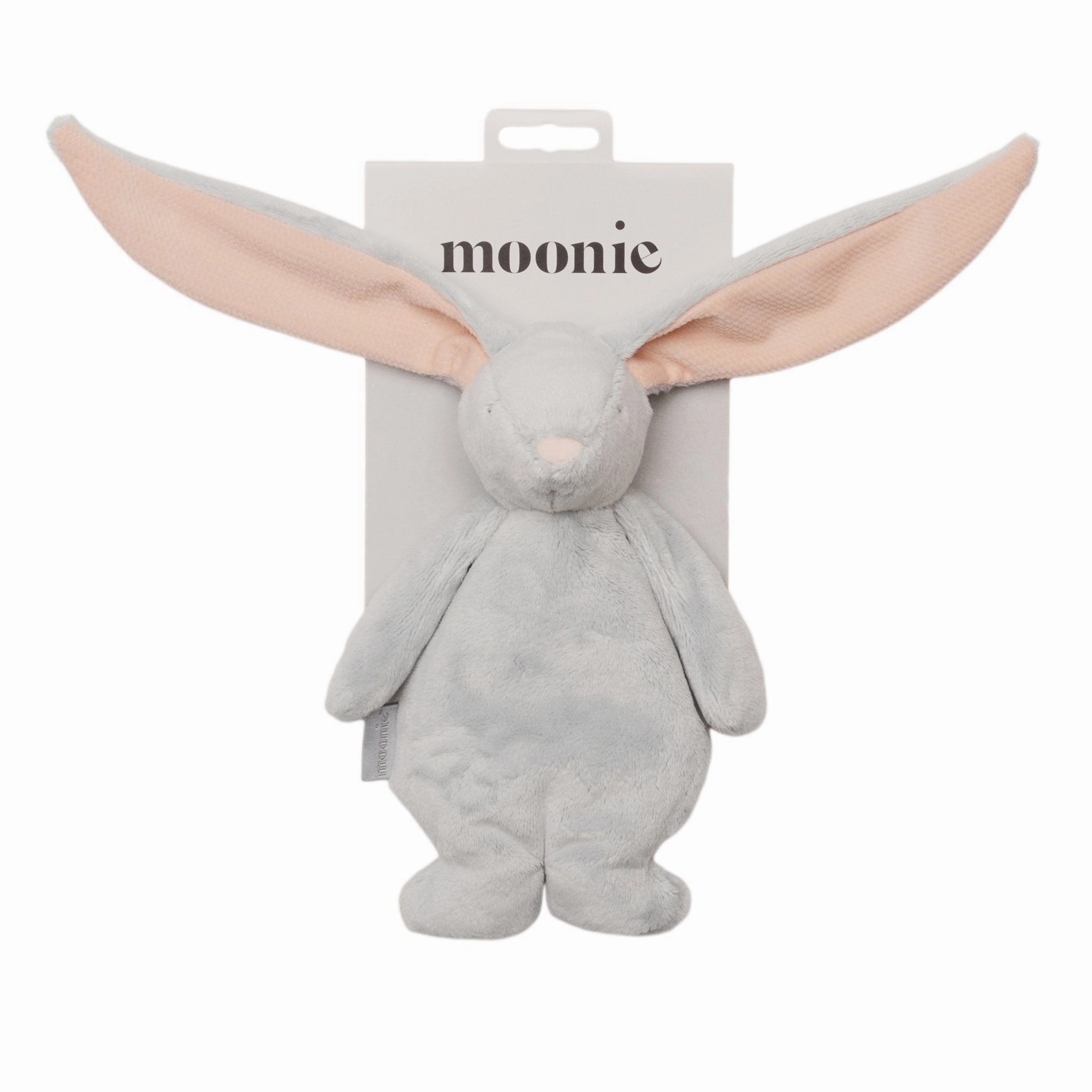 Moonie Sensory Comforter Cloud  Grey Bunny with Pink Ears Evolution Process