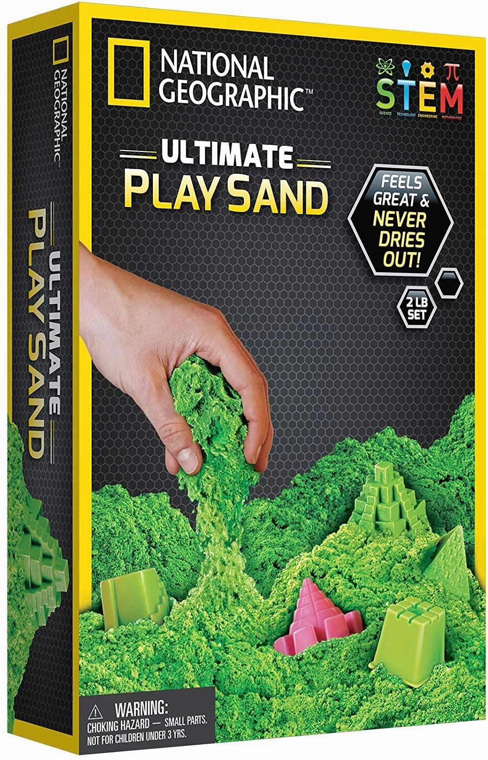 Collision Detection Microscope Set National Geographic Green Play Sand 900g with Castle Moulds and Tray, Green