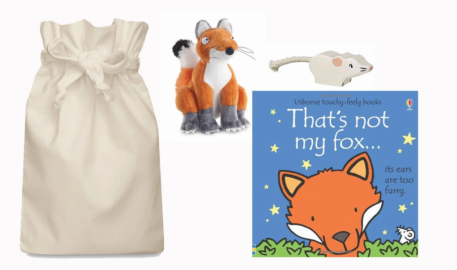 Bridge Construction Clock Teaching That's not my Fox Story Sack with Aurora Fox Soft Toy and Holztiger Mouse