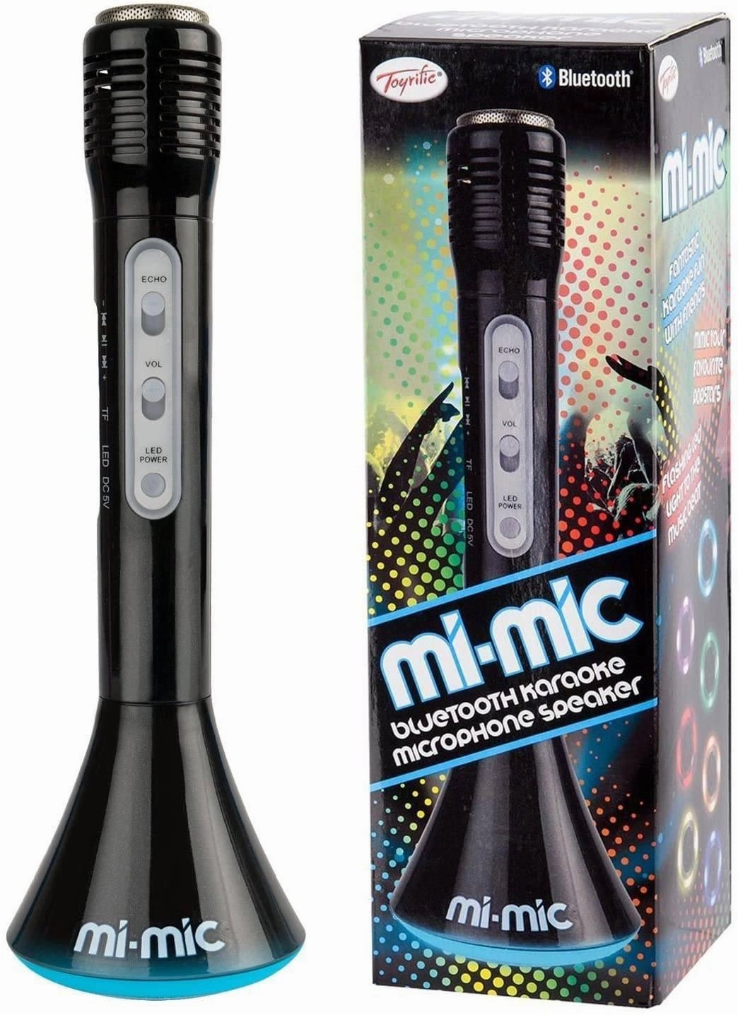 Mission Complete Attention Training MI-MIC Karaoke Microphone Speaker with Wireless Bluetooth and LED Lights, Black