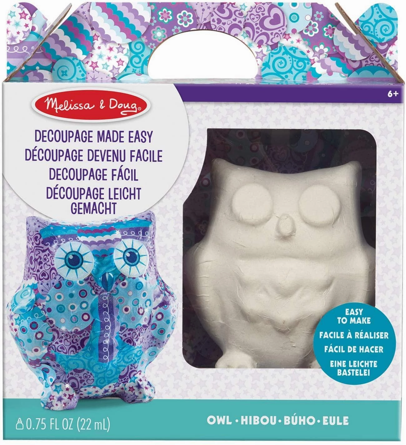 Melissa & Doug 40306 Decoupage Made Easy Owl Paper Mache Craft Kit Language Development Position Secure