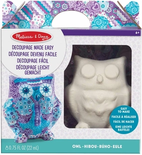 Melissa & Doug 40306 Decoupage Made Easy Owl Paper Mache Craft Kit Language Development Position Secure