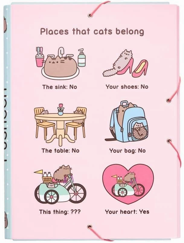 Pusheen A4 Elasticated 3-Flap Folder, Pusheen The Cat History Theme