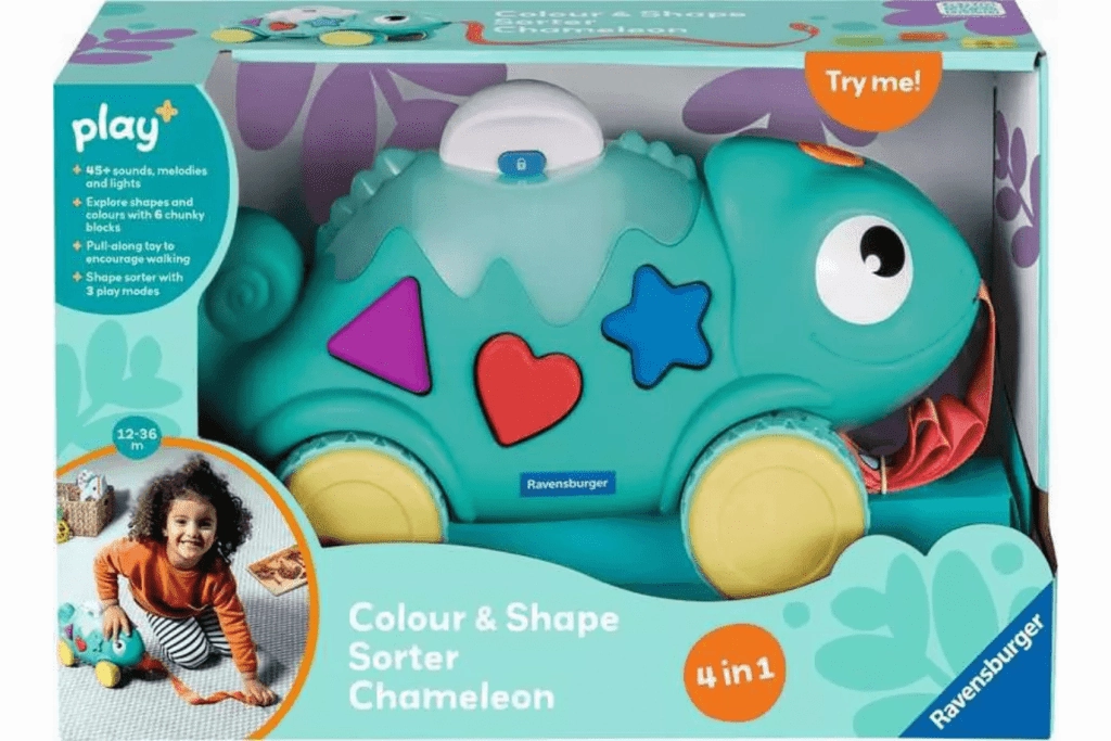 Ravensburger 4-in-1 Colour and Shape Sorter Chameleon Vocabulary Builder Endangered Species