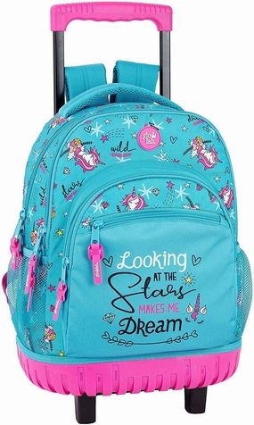 Safta Glowlab "Dreams" Official Large School Backpack With Wheels Space Station
