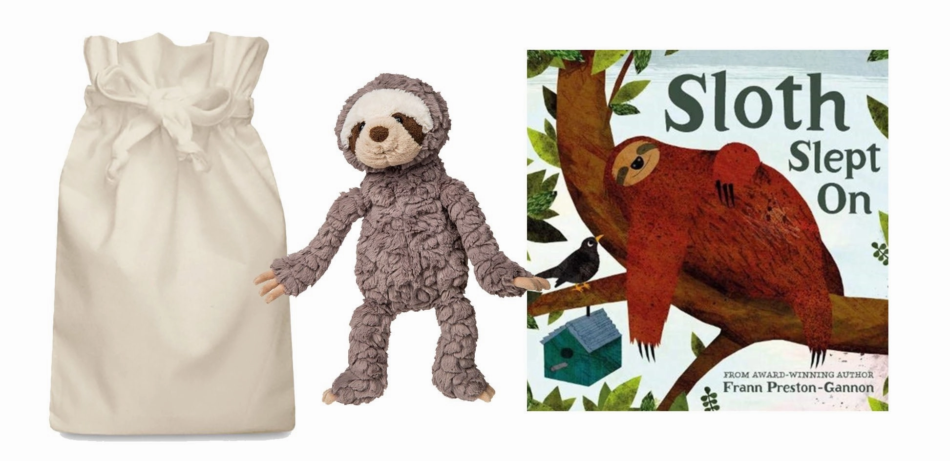 Sloth Slept on Story Sack with Mary Meyer Plush Sloth Animal Rescue Race Car