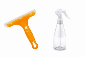 Small Spray Bottle and Squeegee Museum Exhibit