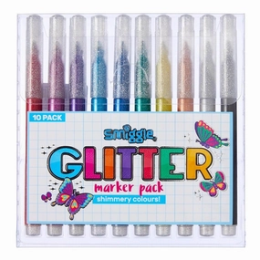 Butterfly Garden SMIGGLE 471384 Glitter Marker Pack X10 Hot Mix
