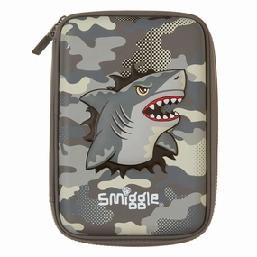 SMIGGLE Budz Character Hardtop Pencil Case, Shark Grey Skill Perfect