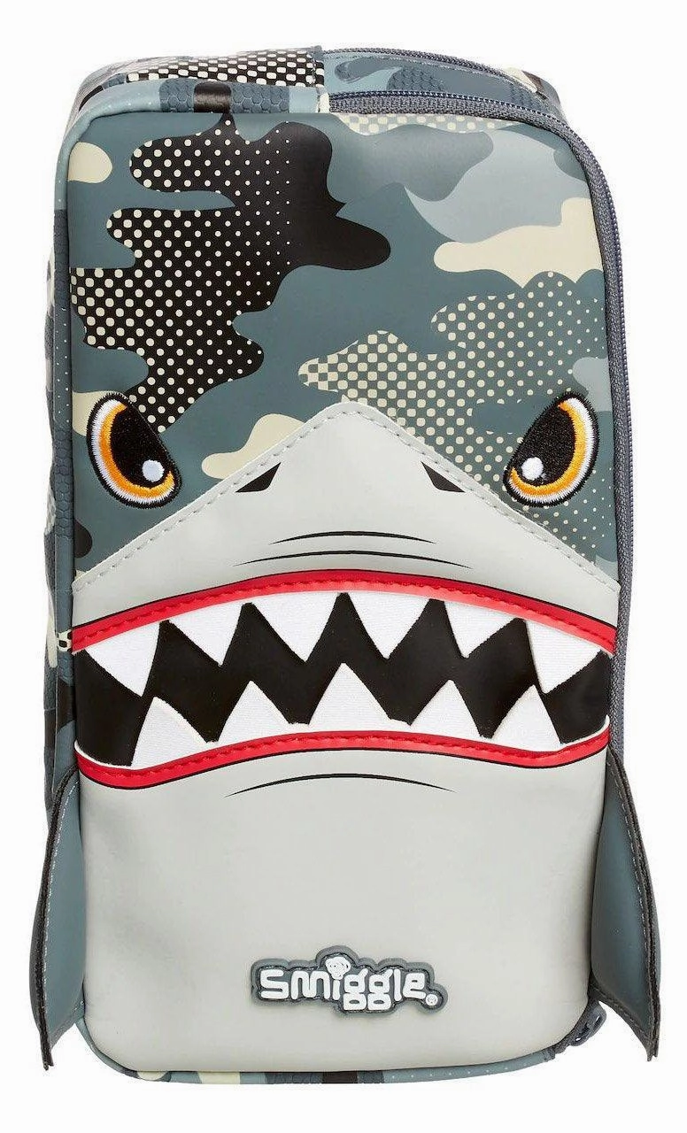 Summer Activity SMIGGLE Budz Character Two Pocket Pencil Case - Grey Shark