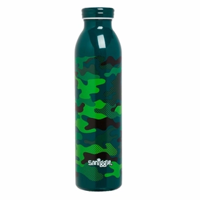 Waste Management Dark Energy SMIGGLE Budz Slimline Stainless Steel Drink Bottle, Camouflage Print