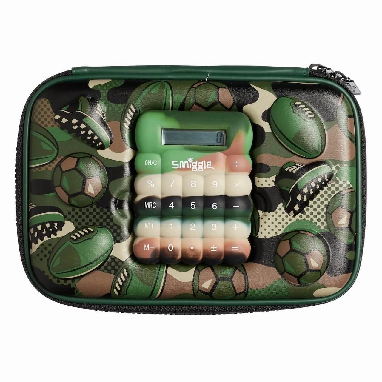 Early Learning SMIGGLE Calculator Hardtop Pencil Case - Dark Green