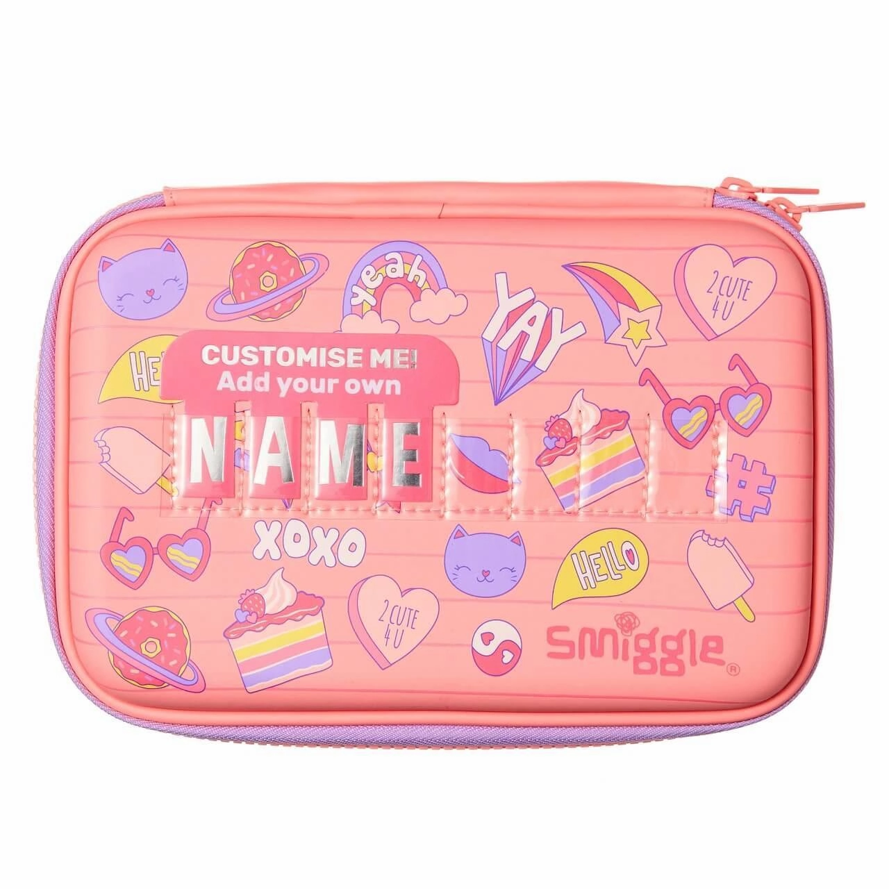 SMIGGLE Craze Id Hardtop Pencil Case Colour Coral Scooter Toy Science Experiment