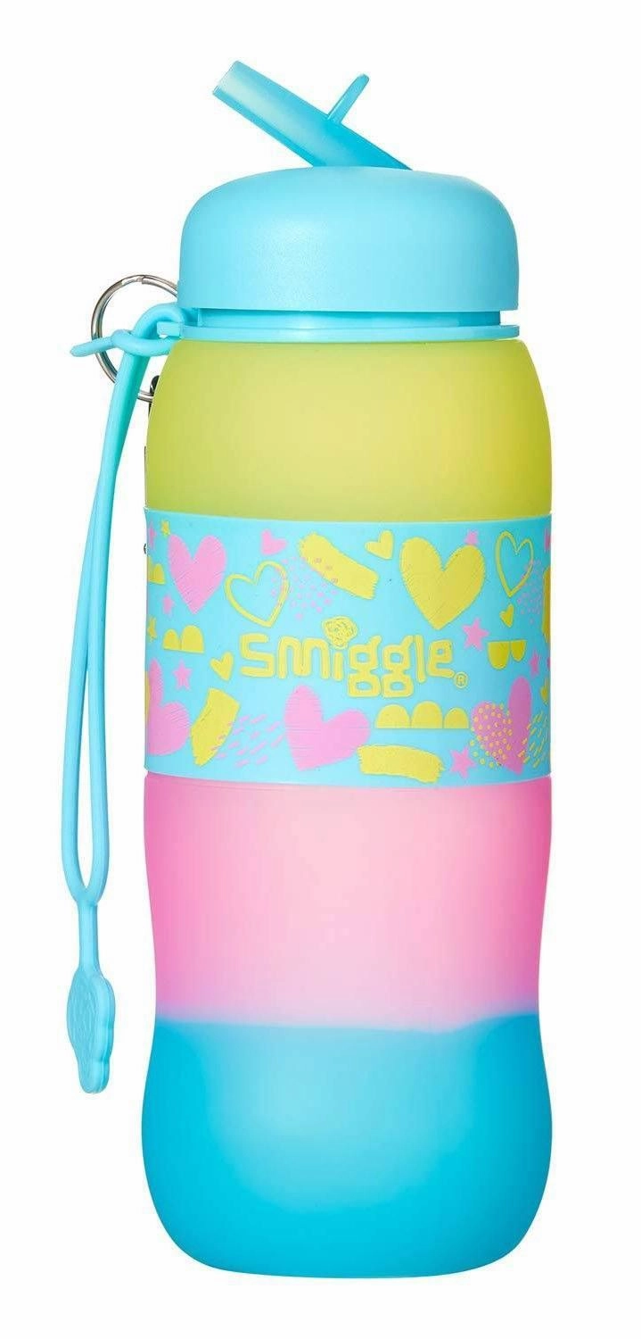 SMIGGLE Golly Silicone Roll Drink Bottle - Heart Print Roller Skate