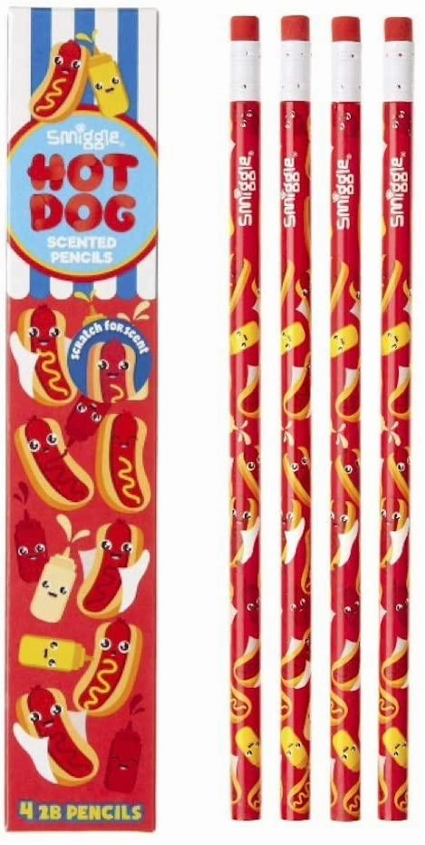Forest Protect SMIGGLE Pencils x 4 Pack Scented With Eraser Top - Hot Dog Scent