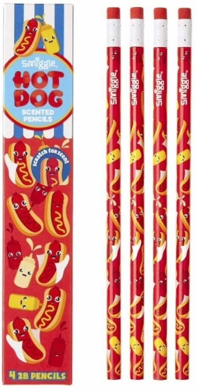 Forest Protect SMIGGLE Pencils x 4 Pack Scented With Eraser Top - Hot Dog Scent