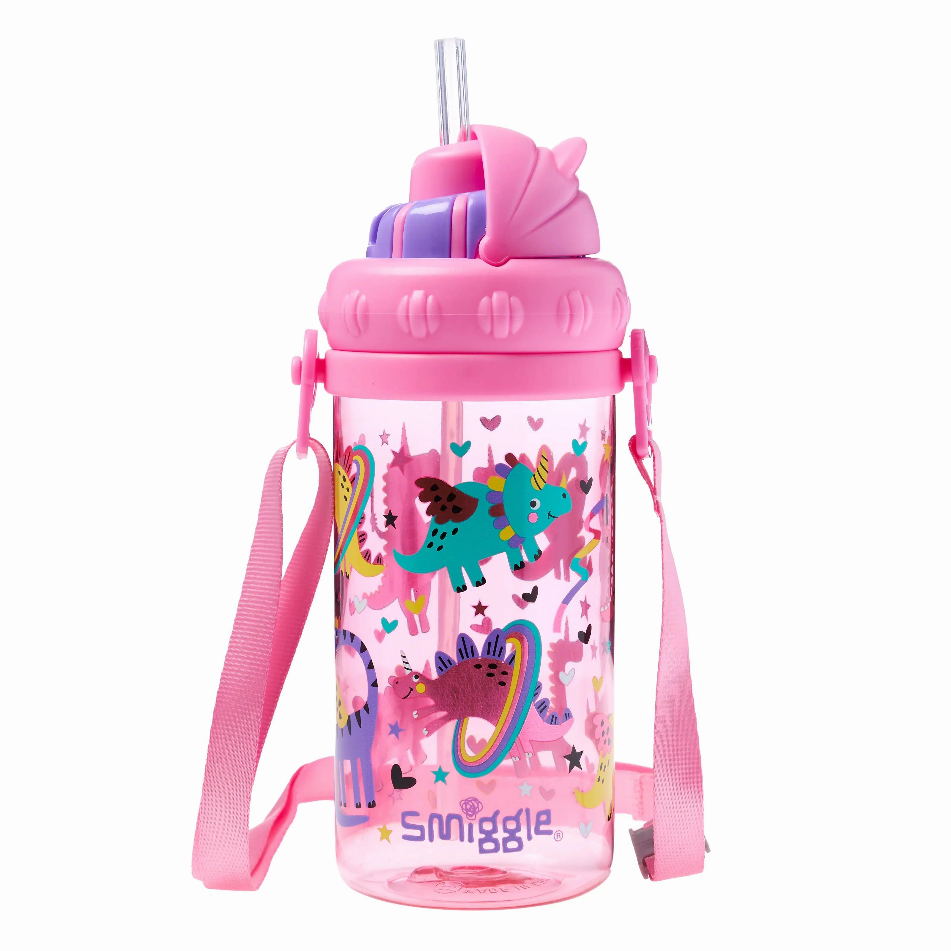 World Expansion SMIGGLE Up & Down Teeny Tiny Plastic Drink Bottle With Strap 400Ml - Pink