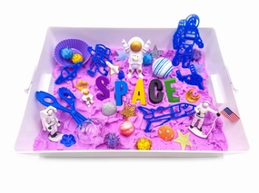 Space Sensory Kinetic Sand Bin Assistance Provide