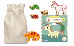 The Magical Unicorn Story Sack with Lanka Kade Wooden Animals Support Offer