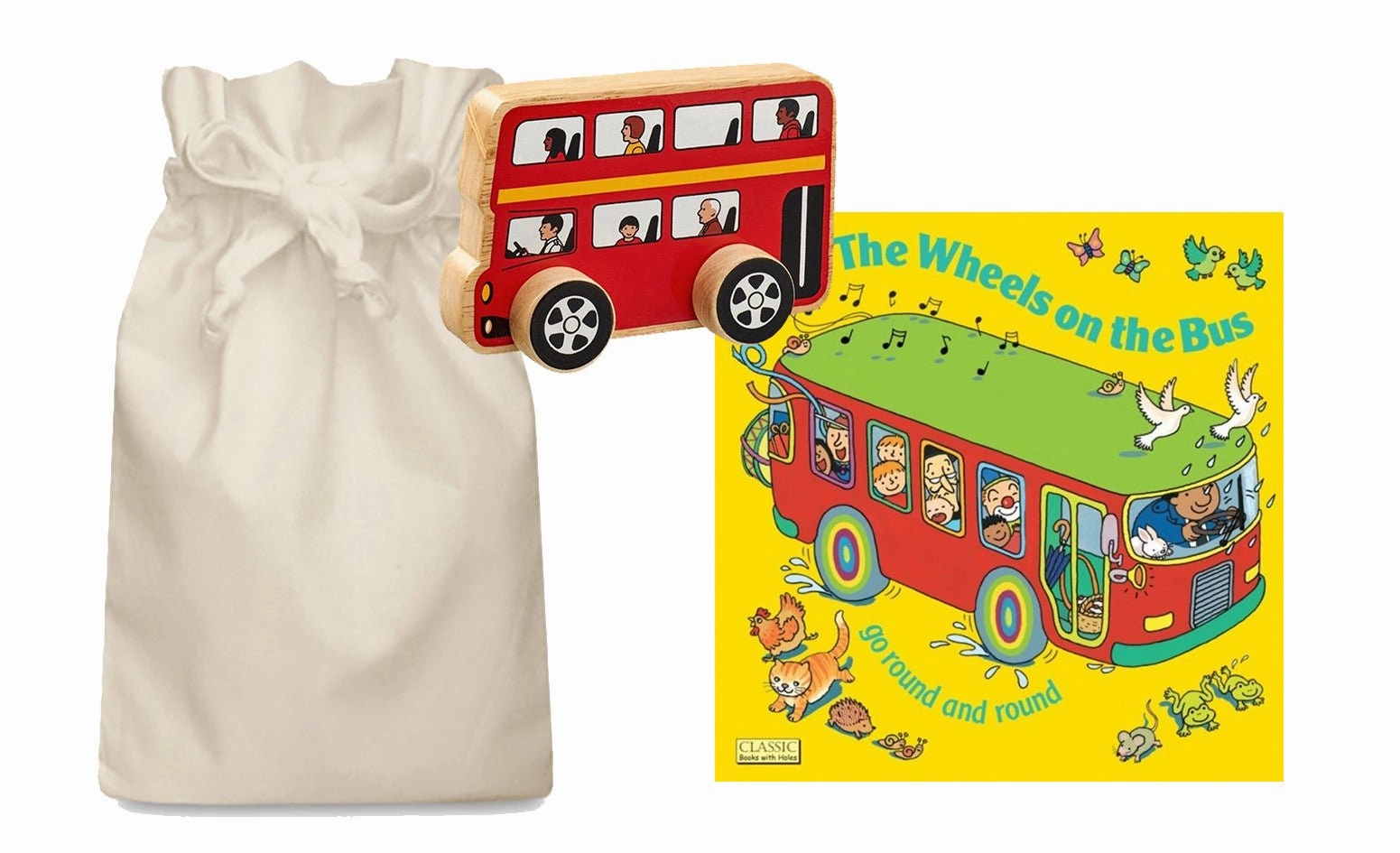 Obligation Fulfill The Wheels on the Bus Story Sack with Wooden Bus