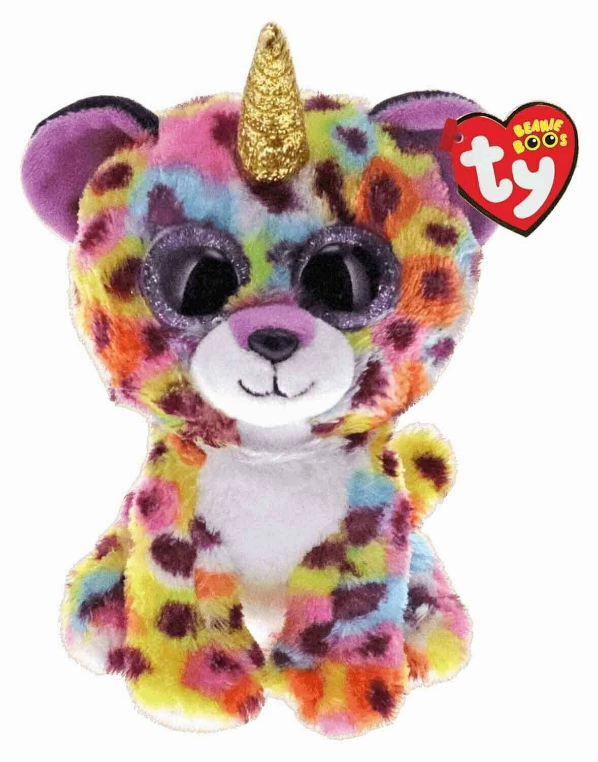 Fabric Toy Ty Beanie Boo Giselle Leopard Plush With Horn 15cm