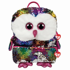 Ty Beanie Boo Owen Owl Reversible Sequin Square Backpack 33cm Child Tested