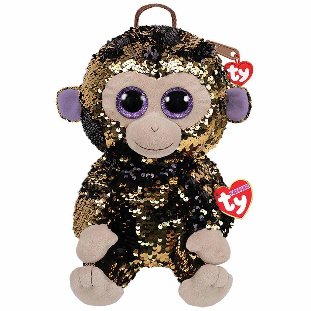 Ty Coconut The Monkey Sequin Backpack 33cm Asteroid Belt