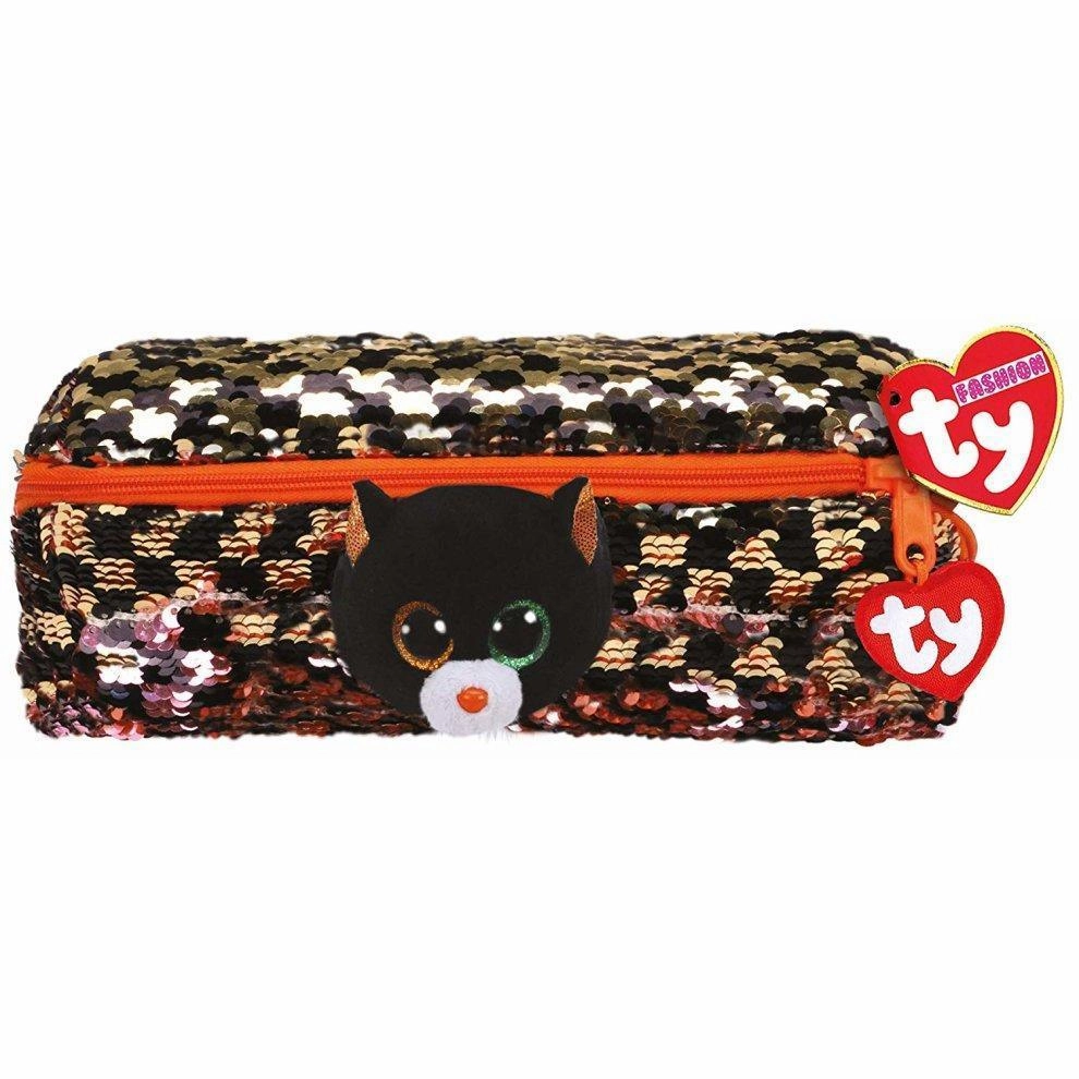 Race Finish Ty Shadow Le Chat Soft Toy Sequins Pencil Case 20 cm
