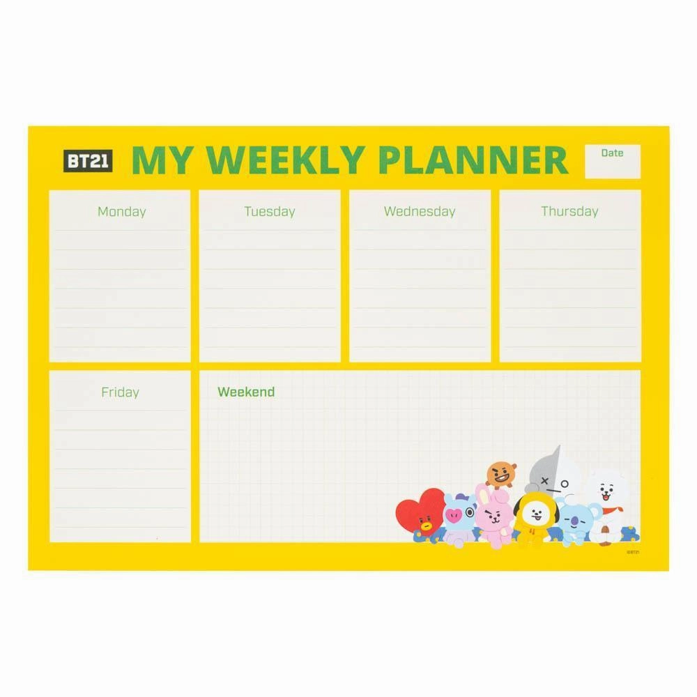 Weekly Planner Notepad A4 BT21 Adventure Character
