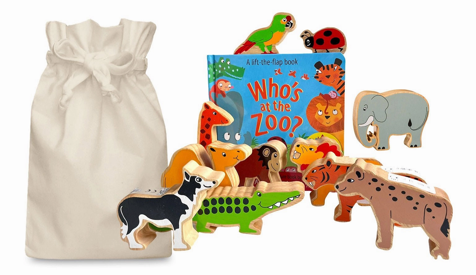 Martial Art Who's at the Zoo Story Sack with Lanka Kade Wooden Animals