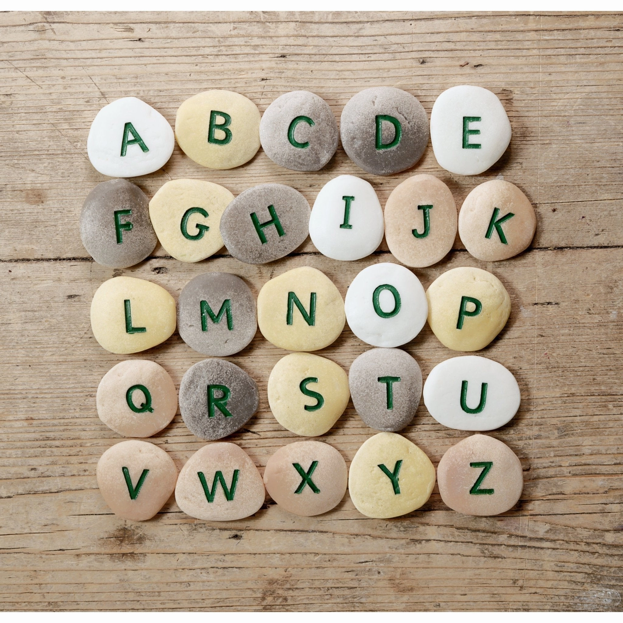 Resource Conservation Yellow Door Uppercase Alphabet Pebbles