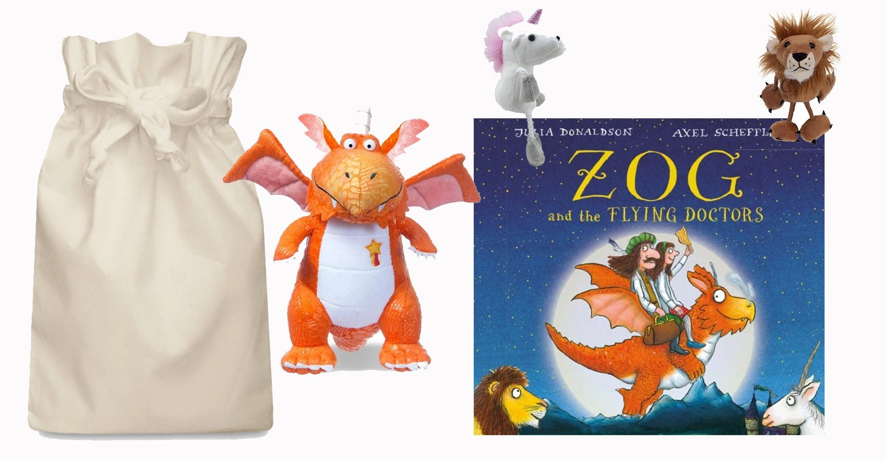 Satisfaction Gain Zog and the Flying Doctors Story Sack with Finger Puppets and Zog Soft Toy